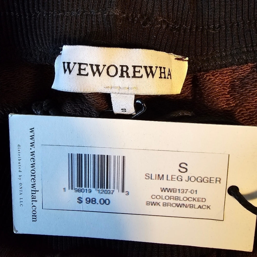 WeWoreWhat Slim Leg Jogger Colorblock Brown Black, Size Women's Small - Picture 11 of 12